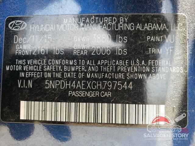 5NPDH4AEXGH797544 2016 HYUNDAI ELANTRA photo no. 12