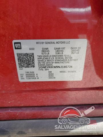 1GNEVKKW9NJ146734 2022 CHEVROLET TRAVERSE photo no. 13