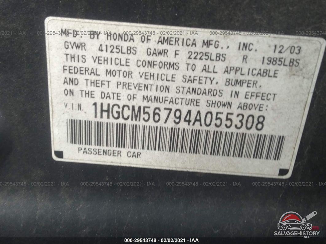 1HGCM56794A055308 2004 HONDA ACCORD SDN photo no. 9