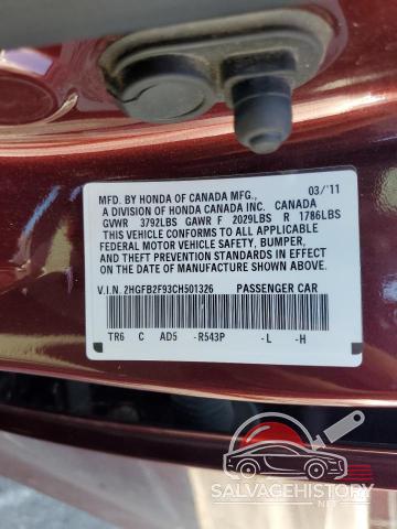 2HGFB2F93CH501326 2012 HONDA CIVIC photo no. 12
