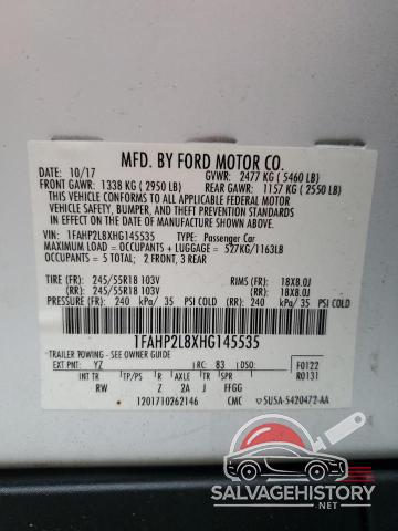 1FAHP2L8XHG145535 2017 FORD TAURUS photo no. 12