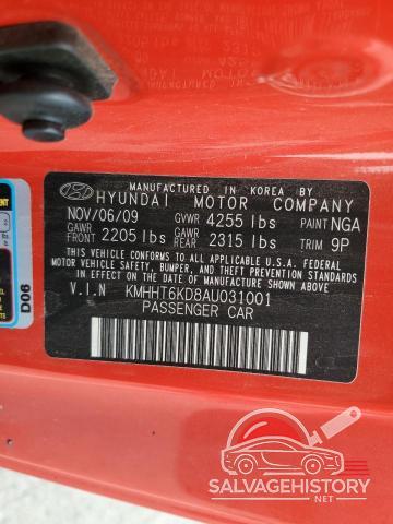 KMHHT6KD8AU031001 2010 HYUNDAI GENESIS photo no. 12