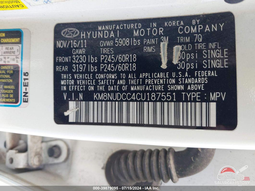 KM8NUDCC4CU187551 2012 HYUNDAI VERACRUZ photo no. 9