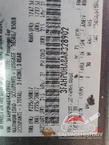 3FAHP0HA8AR328902 2010 FORD FUSION photo no. 14