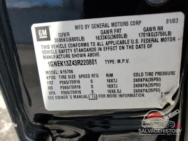1GNEK13Z43R220801 2003 CHEVROLET TAHOE photo no. 13