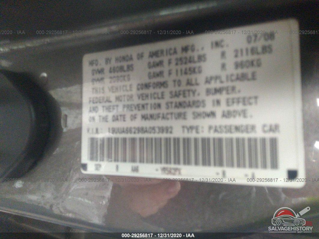 19UUA66298A053992 2008 ACURA TL photo no. 9
