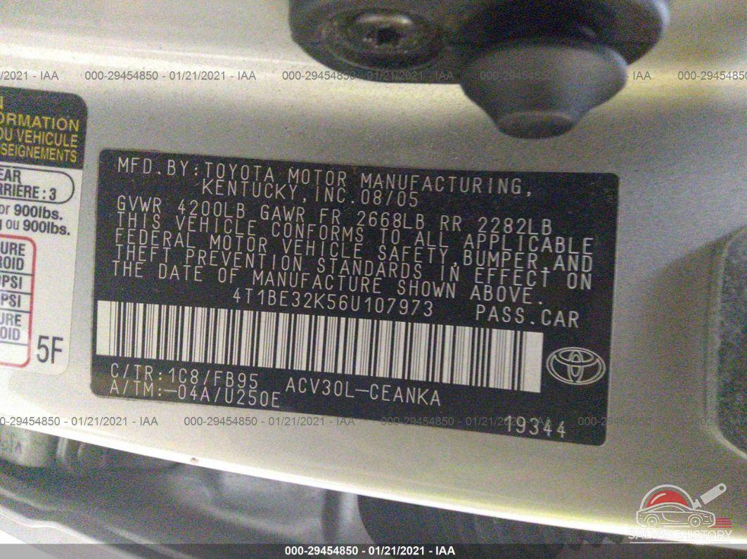4T1BE32K56U107973 2006 TOYOTA CAMRY photo no. 9