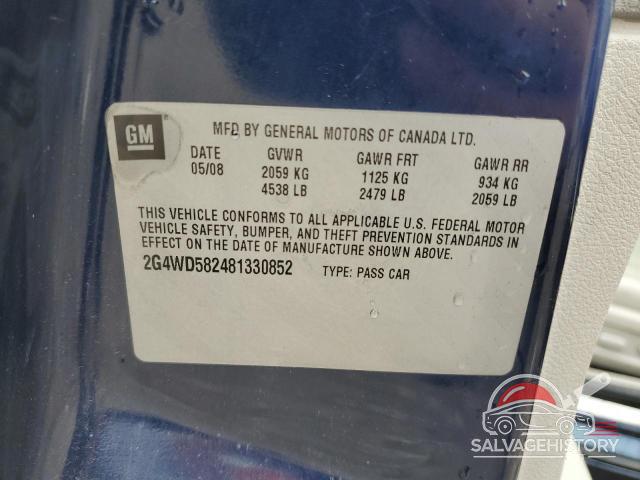 2G4WD582481330852 2008 BUICK LACROSSE photo no. 12