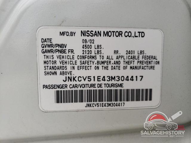 JNKCV51E43M304417 2003 INFINITI G35 photo no. 12