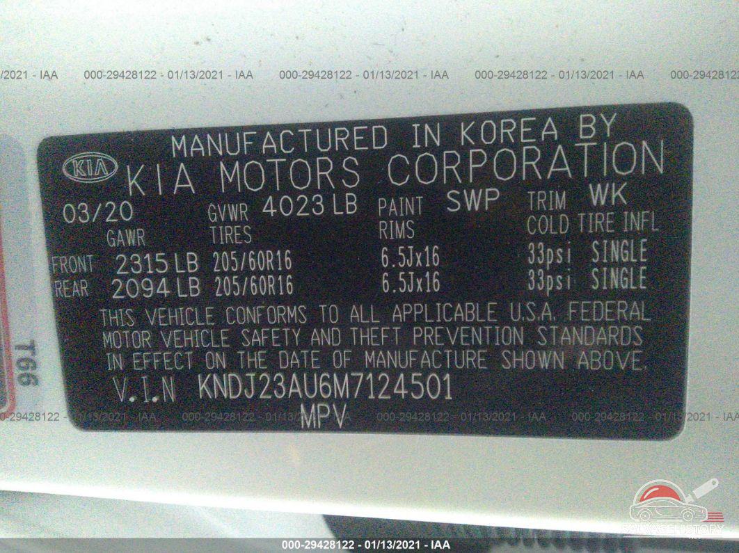 KNDJ23AU6M7124501 2021 KIA SOUL photo no. 9