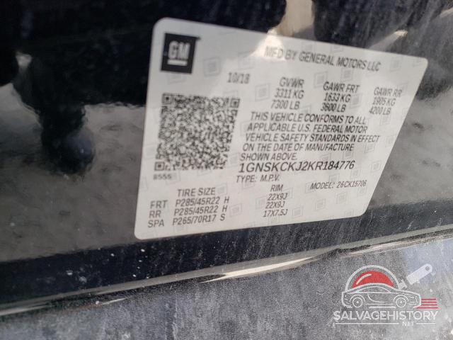1GNSKCKJ2KR184776 2019 CHEVROLET TAHOE photo no. 14