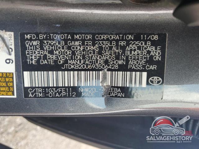 JTDKB20U693506428 2009 TOYOTA PRIUS photo no. 12