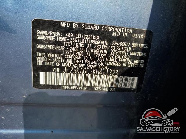 JF2SKAGC3KH421323 2019 SUBARU FORESTER photo no. 12