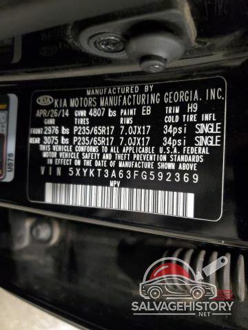 5XYKT3A63FG592369 2015 KIA SORENTO photo no. 13