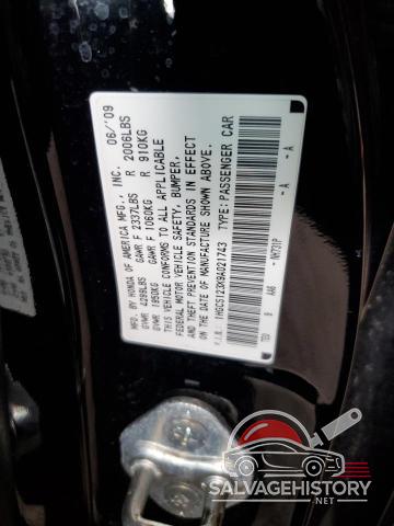 1HGCS123X9A021743 2009 HONDA ACCORD photo no. 12