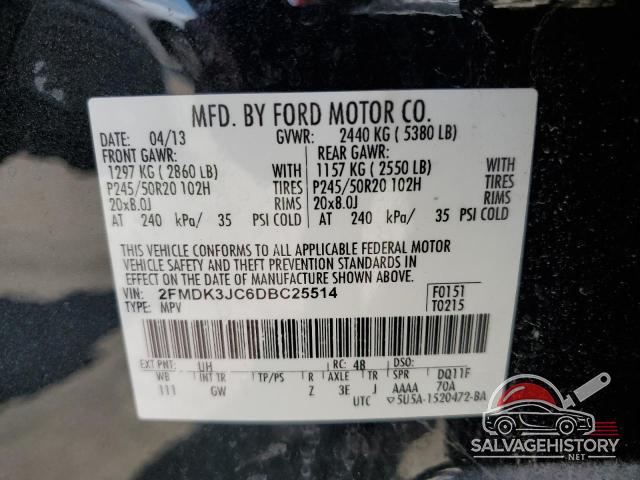 2FMDK3JC6DBC25514 2013 FORD EDGE photo no. 12