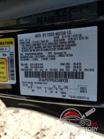 3FA6P0T99GR348928 2016 FORD FUSION photo no. 13
