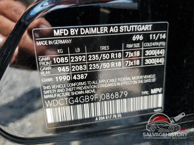 WDCTG4GB9FJ086879 2015 MERCEDES-BENZ GLA-CLASS photo no. 13