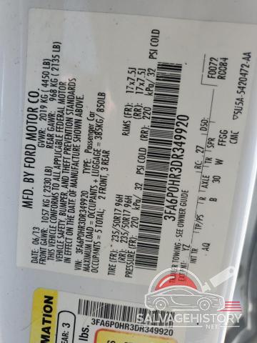 3FA6P0HR3DR349920 2013 FORD FUSION photo no. 12