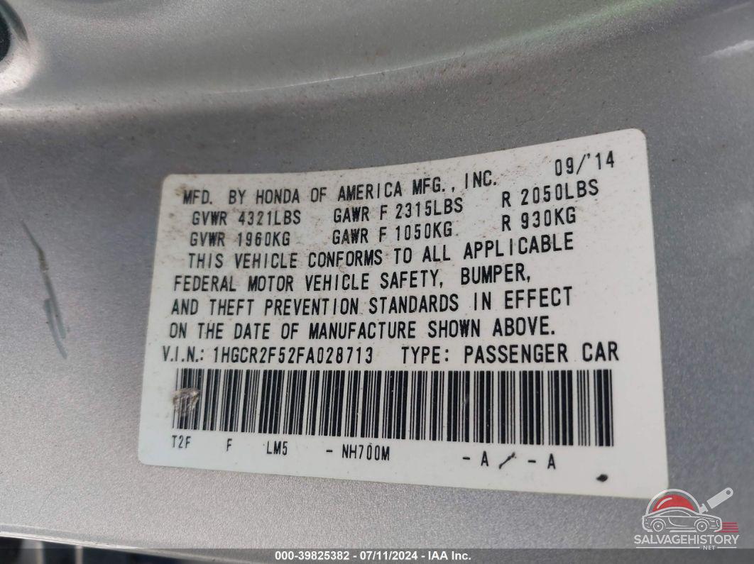 1HGCR2F52FA028713 2015 HONDA ACCORD photo no. 9