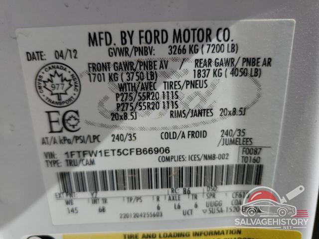 1FTFW1ET5CFB66906 2012 FORD F-150 photo no. 12