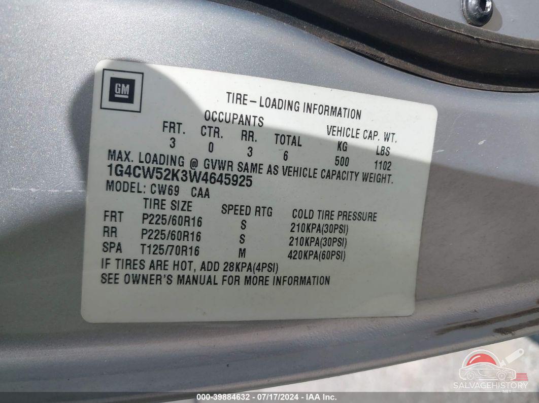 1G4CW52K3W4645925 1998 BUICK PARK AVENUE photo no. 9