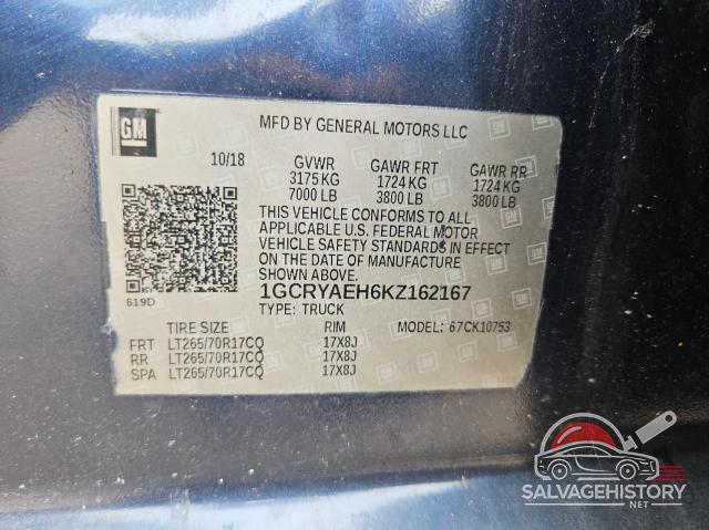1GCRYAEH6KZ162167 2019 CHEVROLET ALL Models photo no. 10