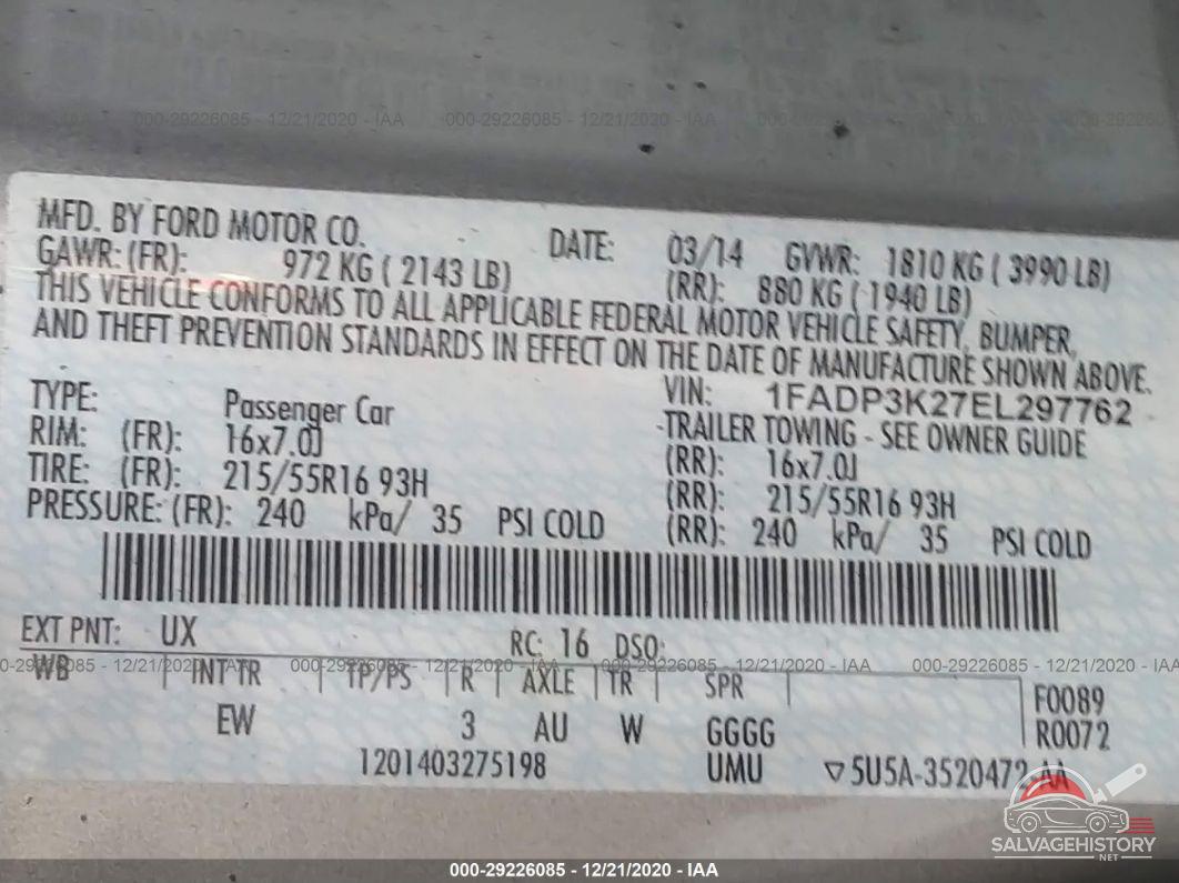 1FADP3K27EL297762 2014 FORD FOCUS photo no. 9