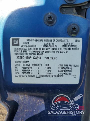 2GTEC19T031124813 2003 GMC SIERRA photo no. 12