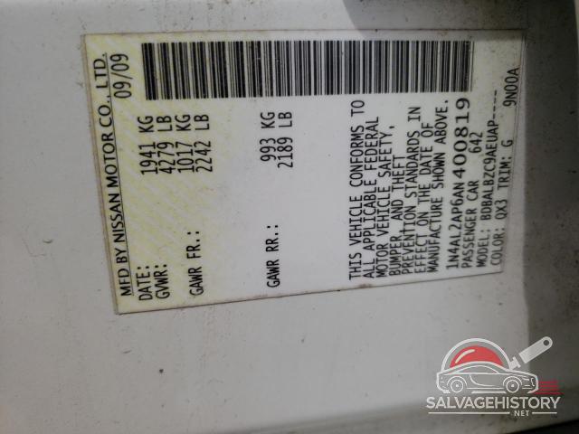 1N4AL2AP6AN400819 2010 NISSAN ALTIMA photo no. 12