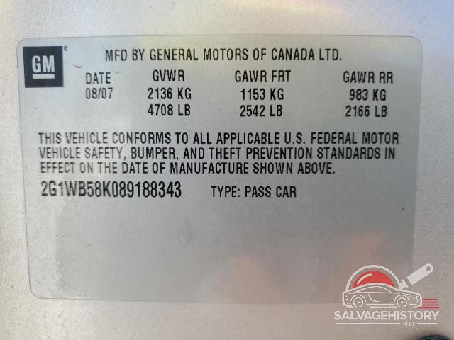 2G1WB58K089188343 2008 CHEVROLET IMPALA photo no. 12