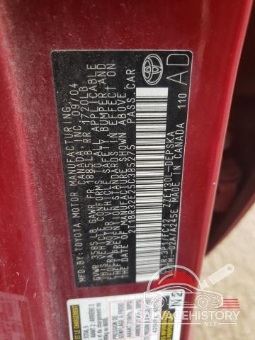 2T1BR32E25C385275 2005 TOYOTA COROLLA photo no. 12