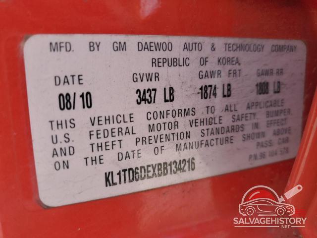 KL1TD6DEXBB134216 2011 CHEVROLET AVEO photo no. 12
