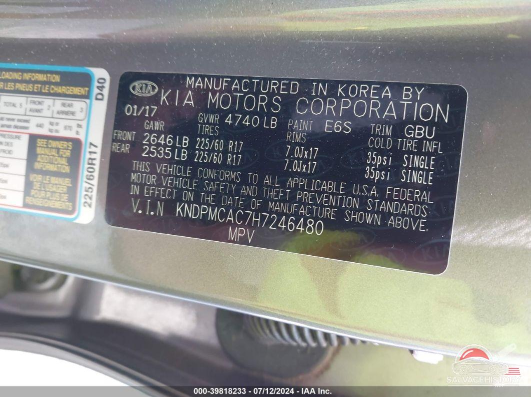 KNDPMCAC7H7246480 2017 KIA SPORTAGE photo no. 9