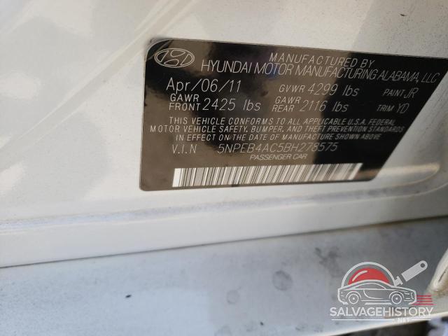 5NPEB4AC5BH278575 2011 HYUNDAI SONATA photo no. 12