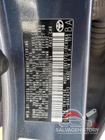 5YFBURHE0GP538764 2016 TOYOTA COROLLA photo no. 12