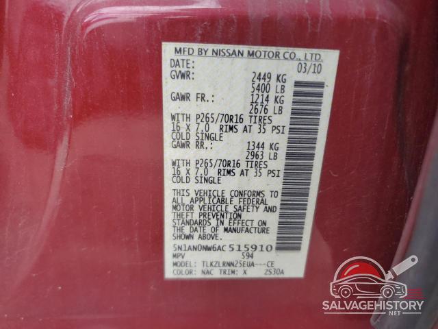 5N1AN0NW6AC515910 2010 NISSAN XTERRA photo no. 13