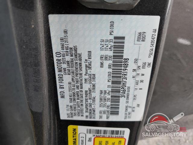 3FA6P0H73FR194898 2015 FORD FUSION photo no. 12
