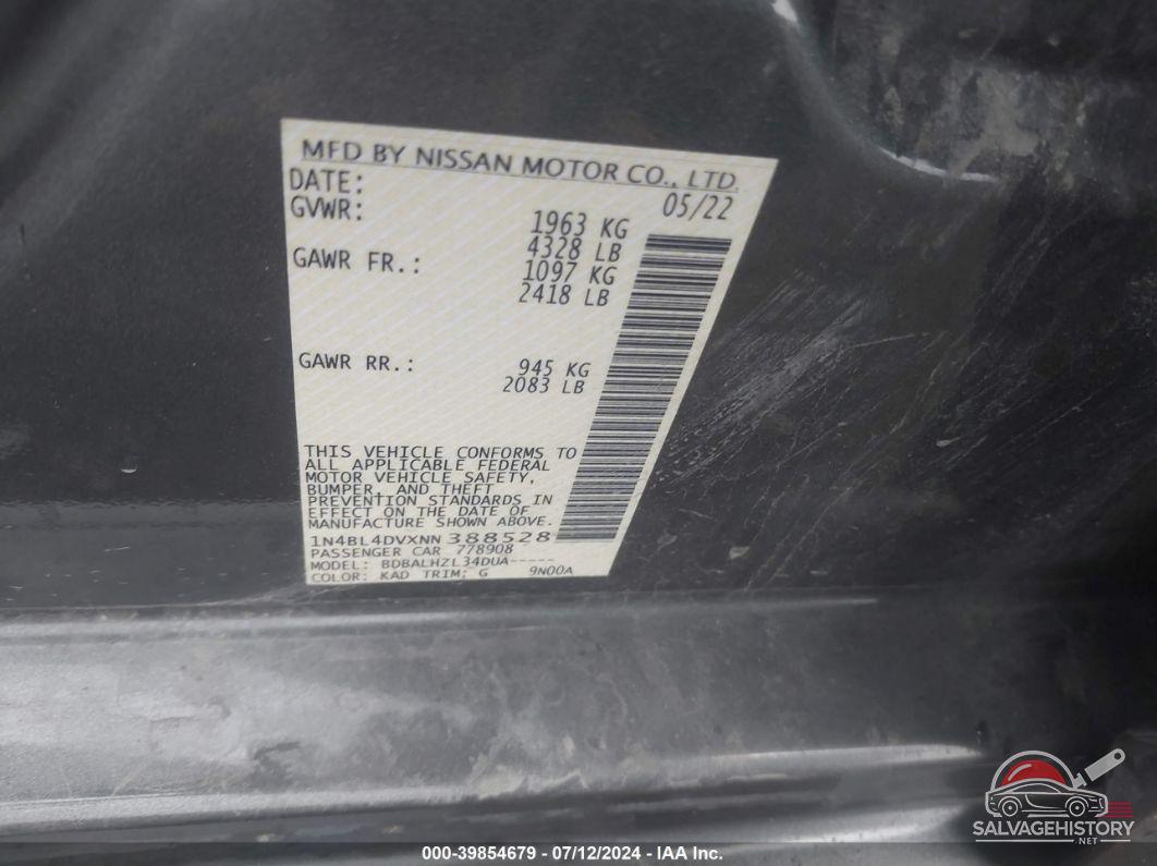 1N4BL4DVXNN388528 2022 NISSAN ALTIMA photo no. 9