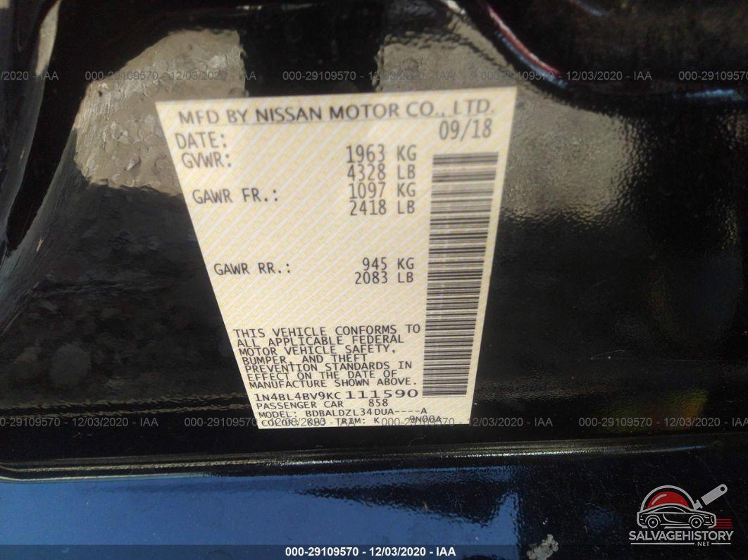 1N4BL4BV9KC111590 2019 NISSAN ALTIMA photo no. 9