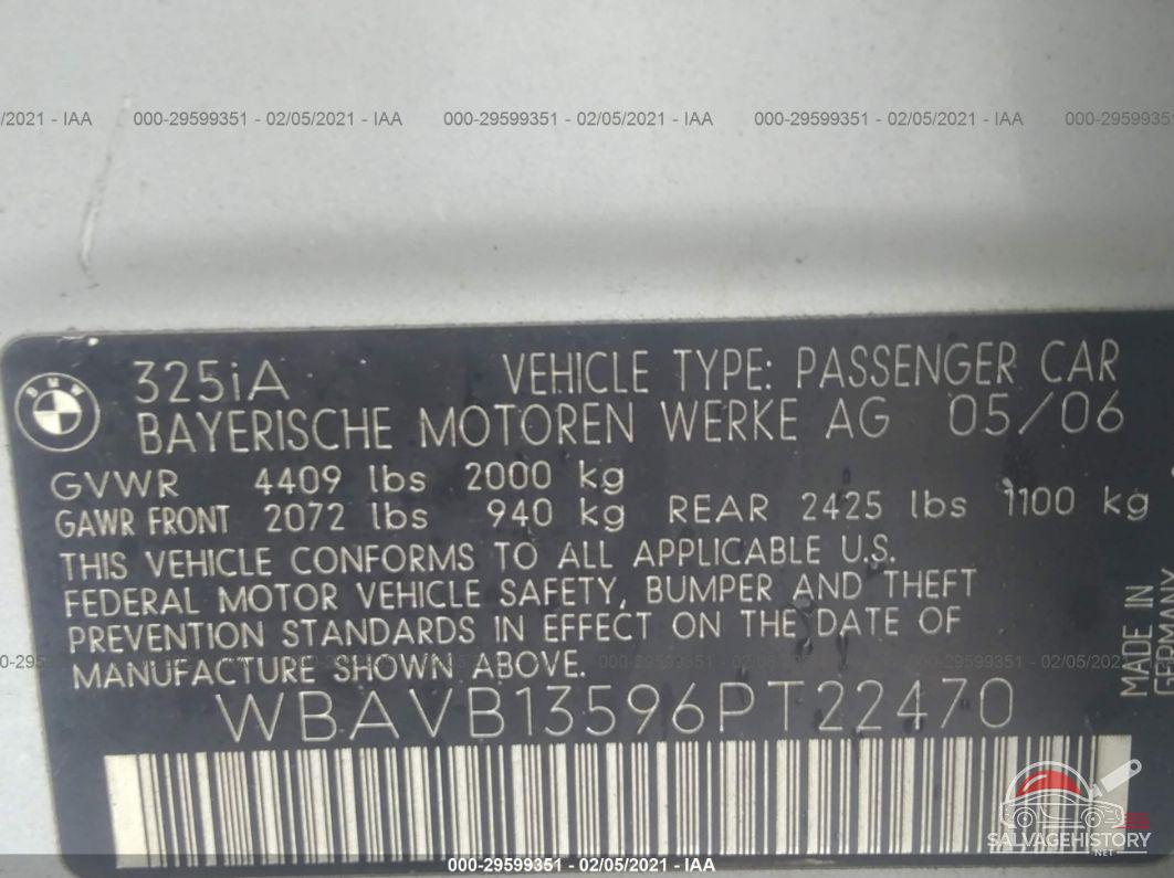 WBAVB13596PT22470 2006 BMW 3 SERIES photo no. 9