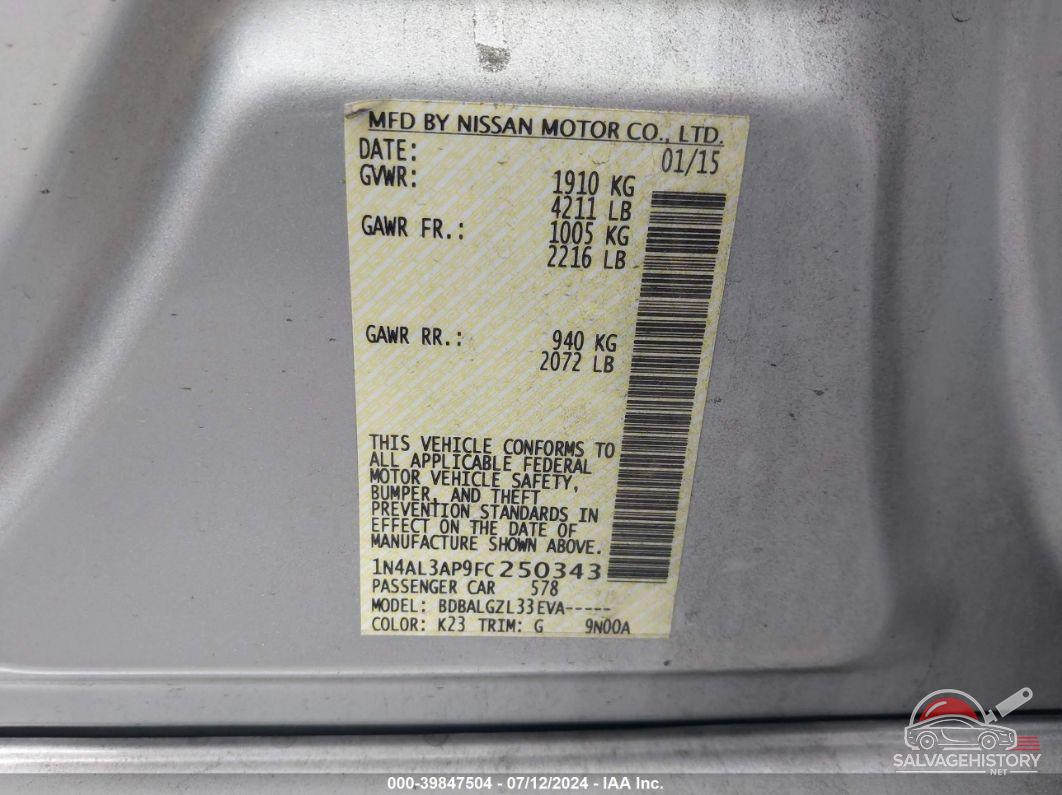 1N4AL3AP9FC250343 2015 NISSAN ALTIMA photo no. 9