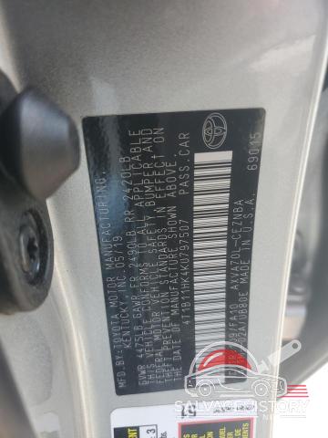 4T1B11HK4KU797507 2019 TOYOTA CAMRY photo no. 12