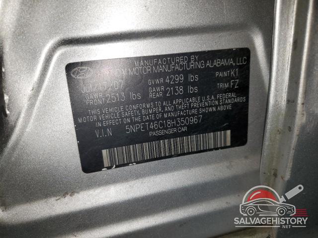 5NPET46C18H350967 2008 HYUNDAI SONATA photo no. 12