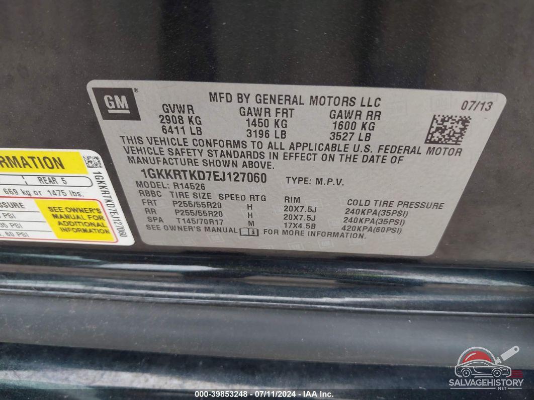 1GKKRTKD7EJ127060 2014 GMC ACADIA photo no. 9