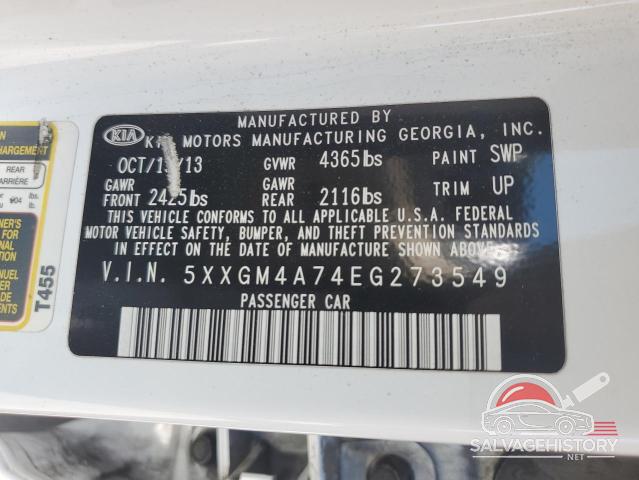 5XXGM4A74EG273549 2014 KIA OPTIMA photo no. 13