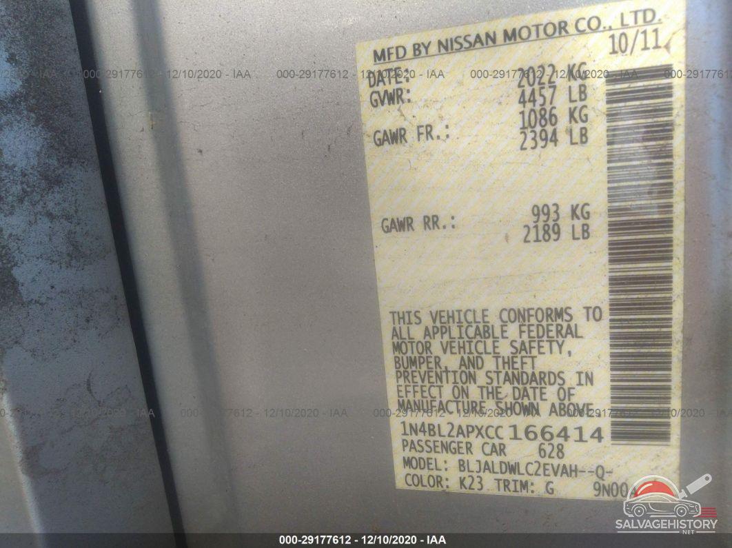 1N4BL2APXCC166414 2012 NISSAN ALTIMA photo no. 9