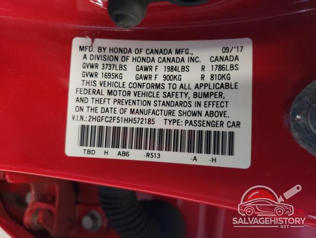 2HGFC2F51HH572185 2017 HONDA CIVIC photo no. 12