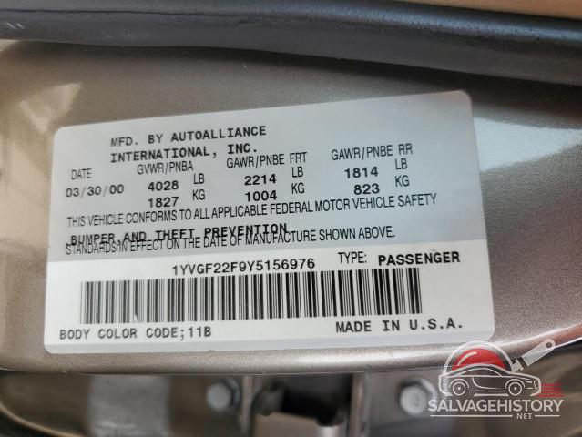 1YVGF22F9Y5156976 2000 MAZDA 626 photo no. 13
