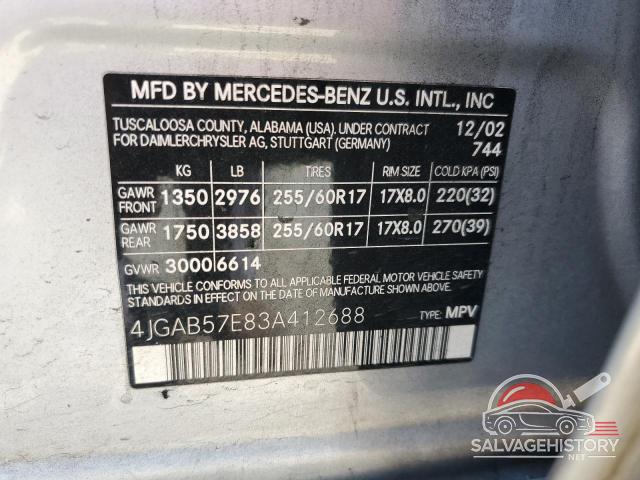 4JGAB57E83A412688 2003 MERCEDES-BENZ M-CLASS photo no. 13